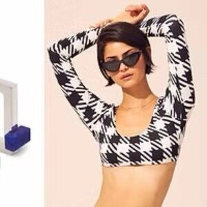 Solid & Striped houndstooth print bikini and Collete top, size L, never worn